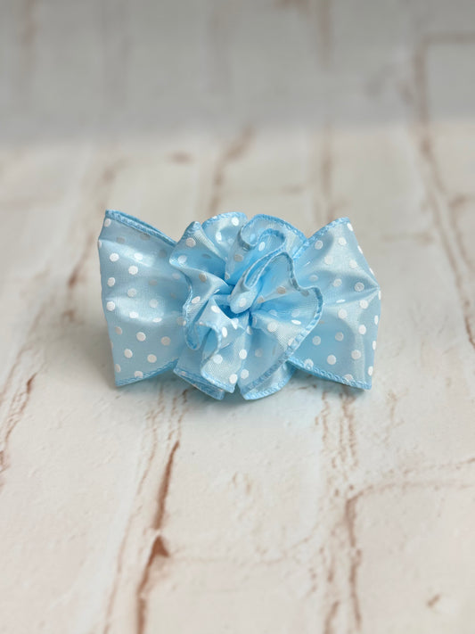 3.5” Icey Polka Dot Bow with Ruffle