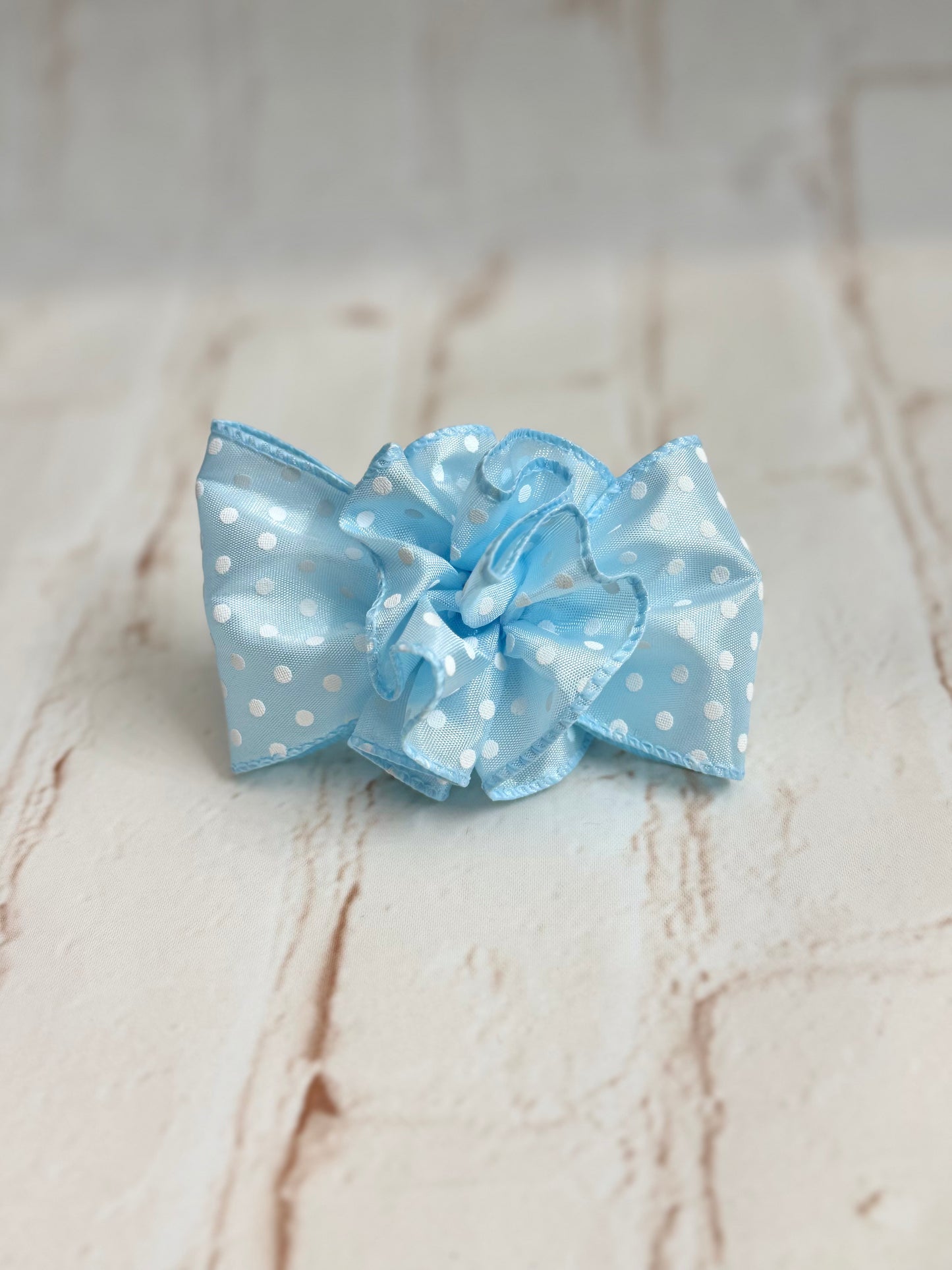 3.5” Icey Polka Dot Bow with Ruffle