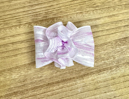 3.5” Purple Swirl Bow with Ruffle Ball