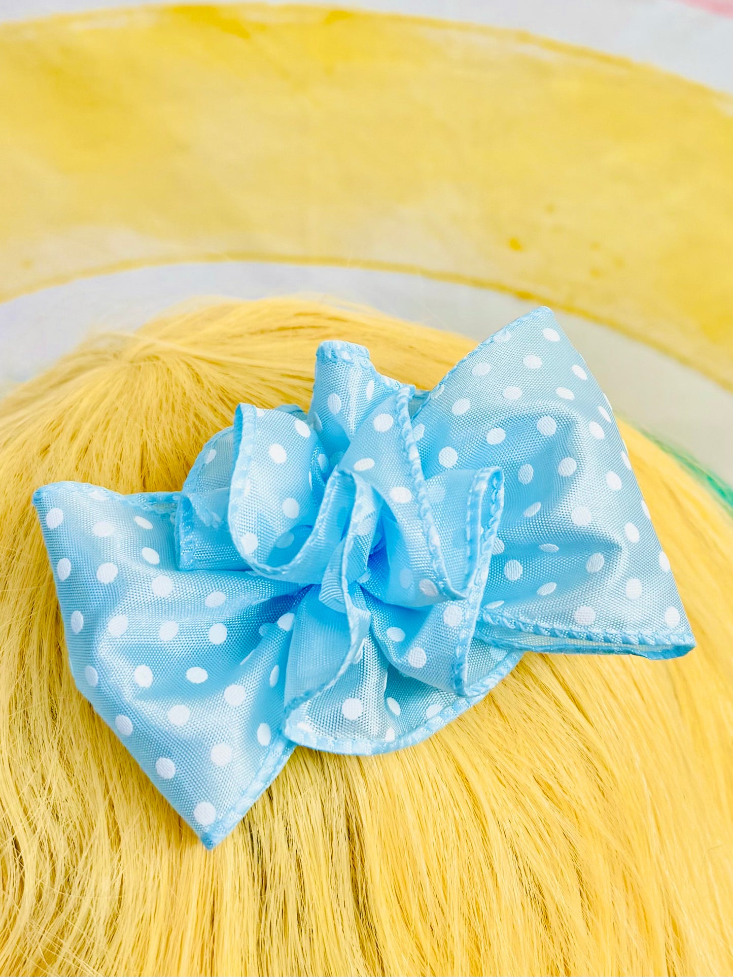 3.5” Icey Polka Dot Bow with Ruffle