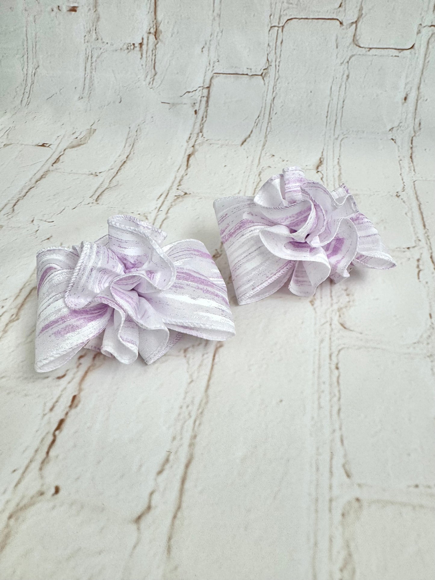 3.5” Purple Swirl Bow with Ruffle Ball
