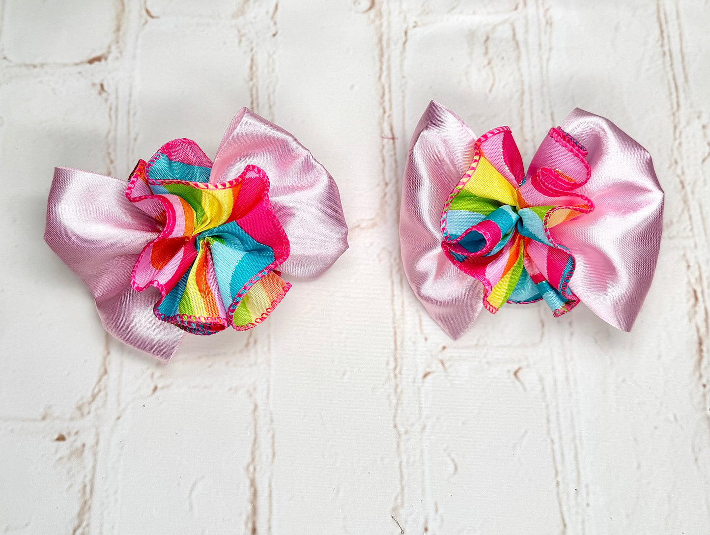 3.5” Pink Bow with 70s Ruffle Ball