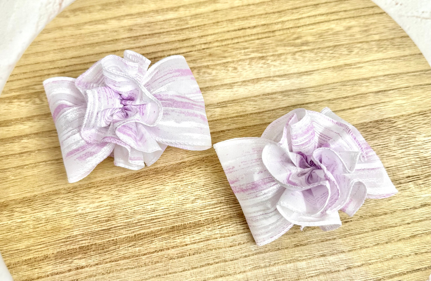 3.5” Purple Swirl Bow with Ruffle Ball