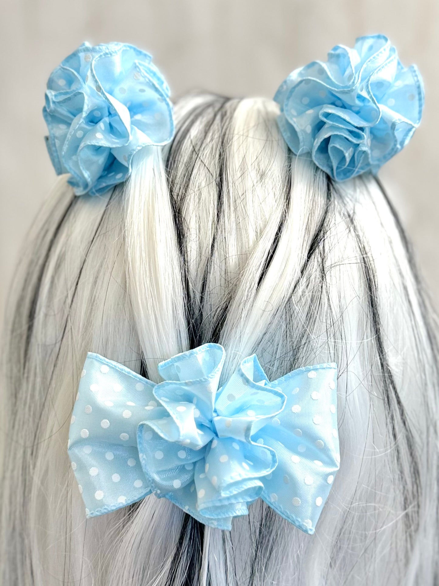 3.5” Icey Polka Dot Bow with Ruffle